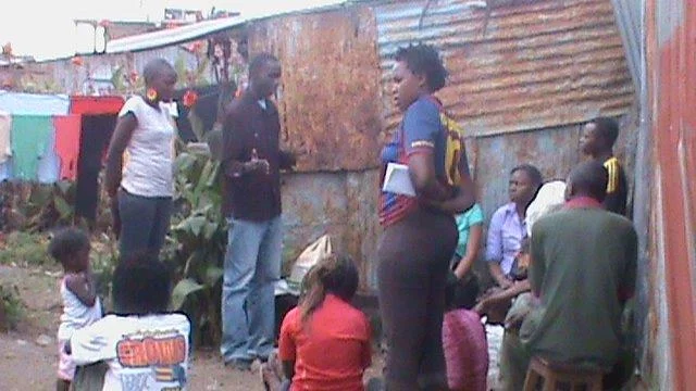 Emily with her small group in Soweto-slums