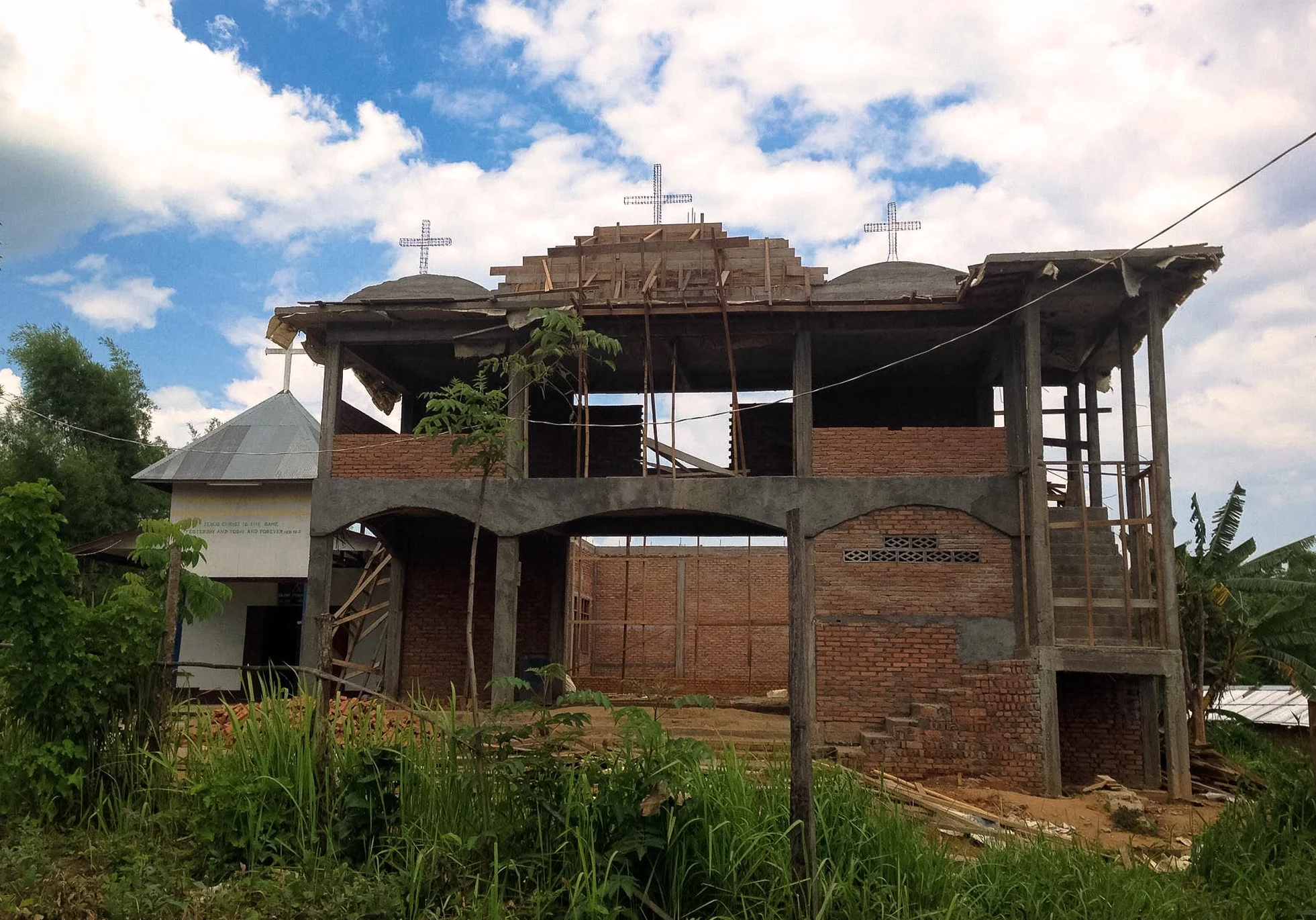 One of the churches under construction 