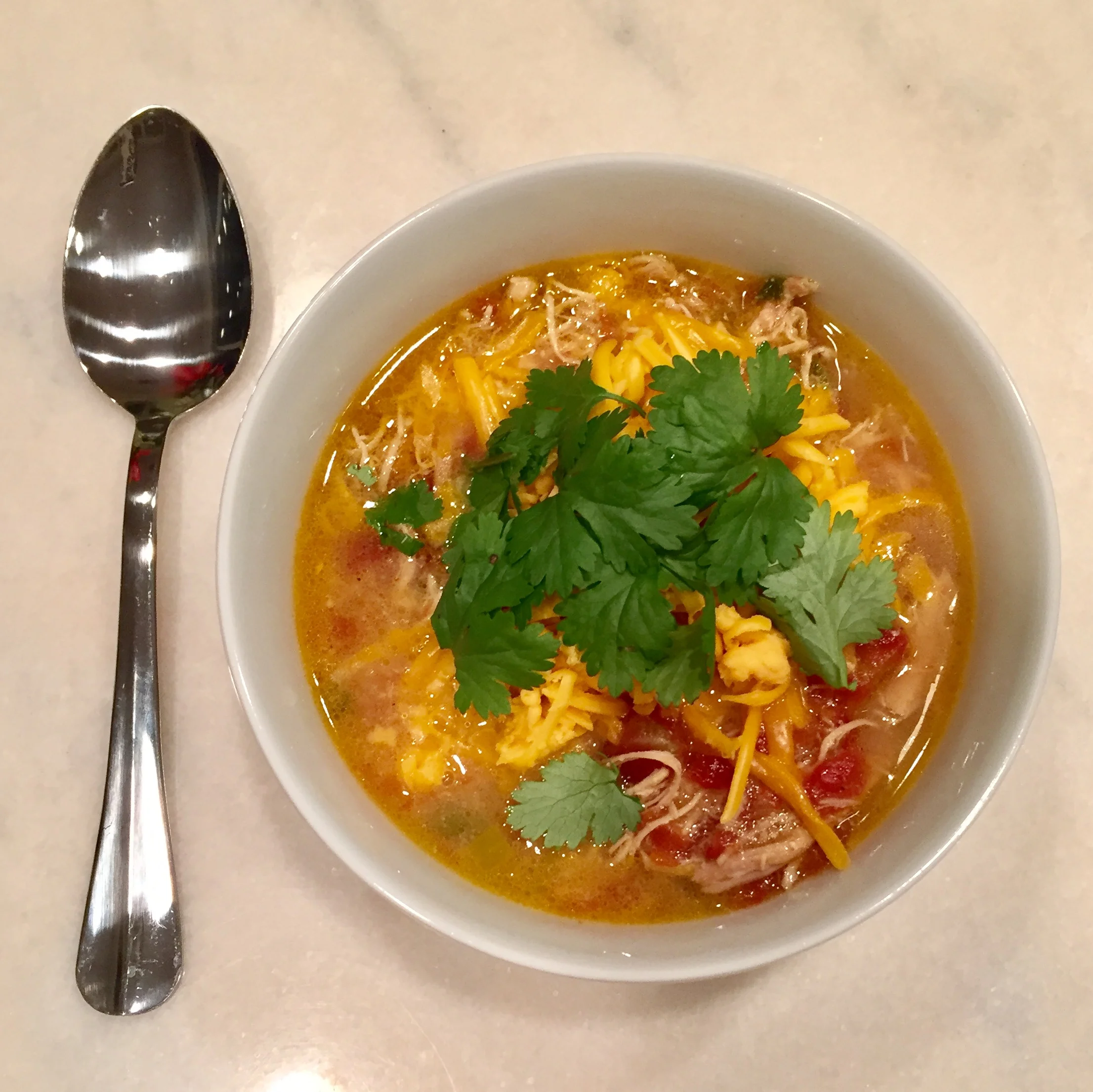 Quick & Easy Week Night Dinner - Slow Cooker Tortilla Soup, Casey Bonano RD, LD, Dallas Nutritional Counseling #dallasnutritionalcounseling #balancedeating #homecooking #quickrecipes #easyrecipe #weeknightrecipe #carbfatpro #quickeasyrecipe