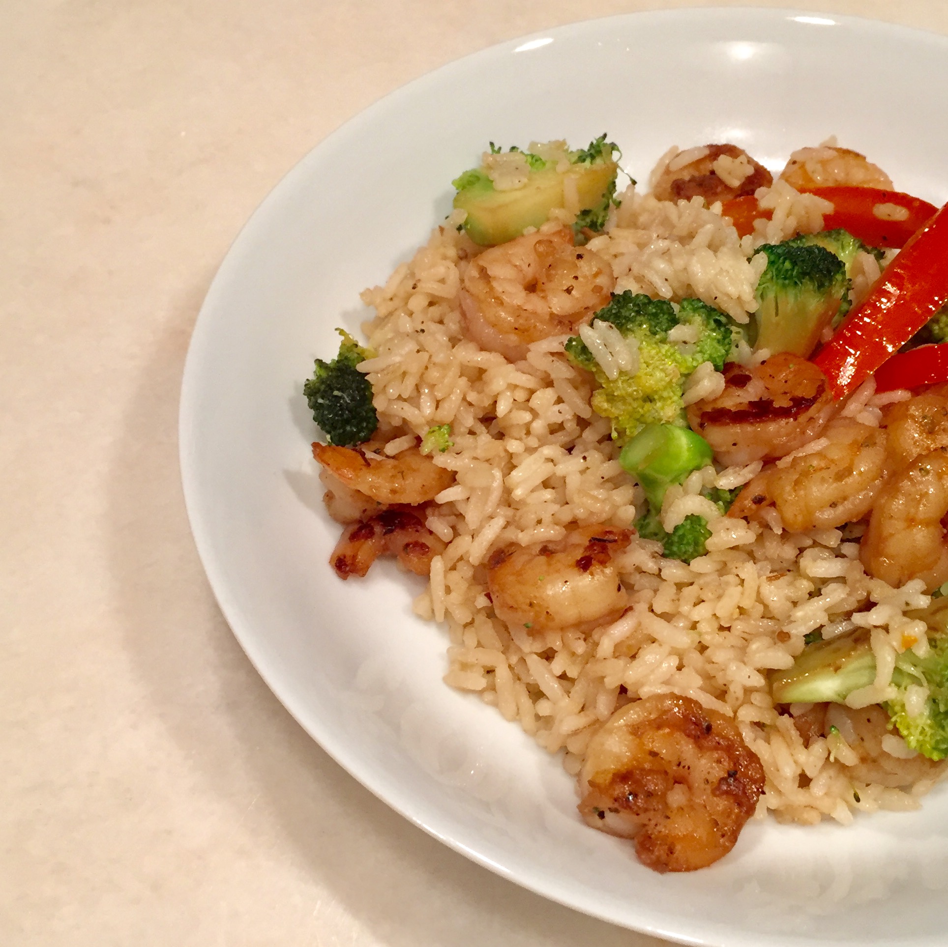 Quick & Easy Week Night Dinner - Shrimp Fried Rice, Dallas Nutritional Counseling #dallasnutritionalcounseling #balancedeating #homecooking #quickrecipes #easyrecipe #weeknightrecipe #carbfatpro #quickeasyrecipe