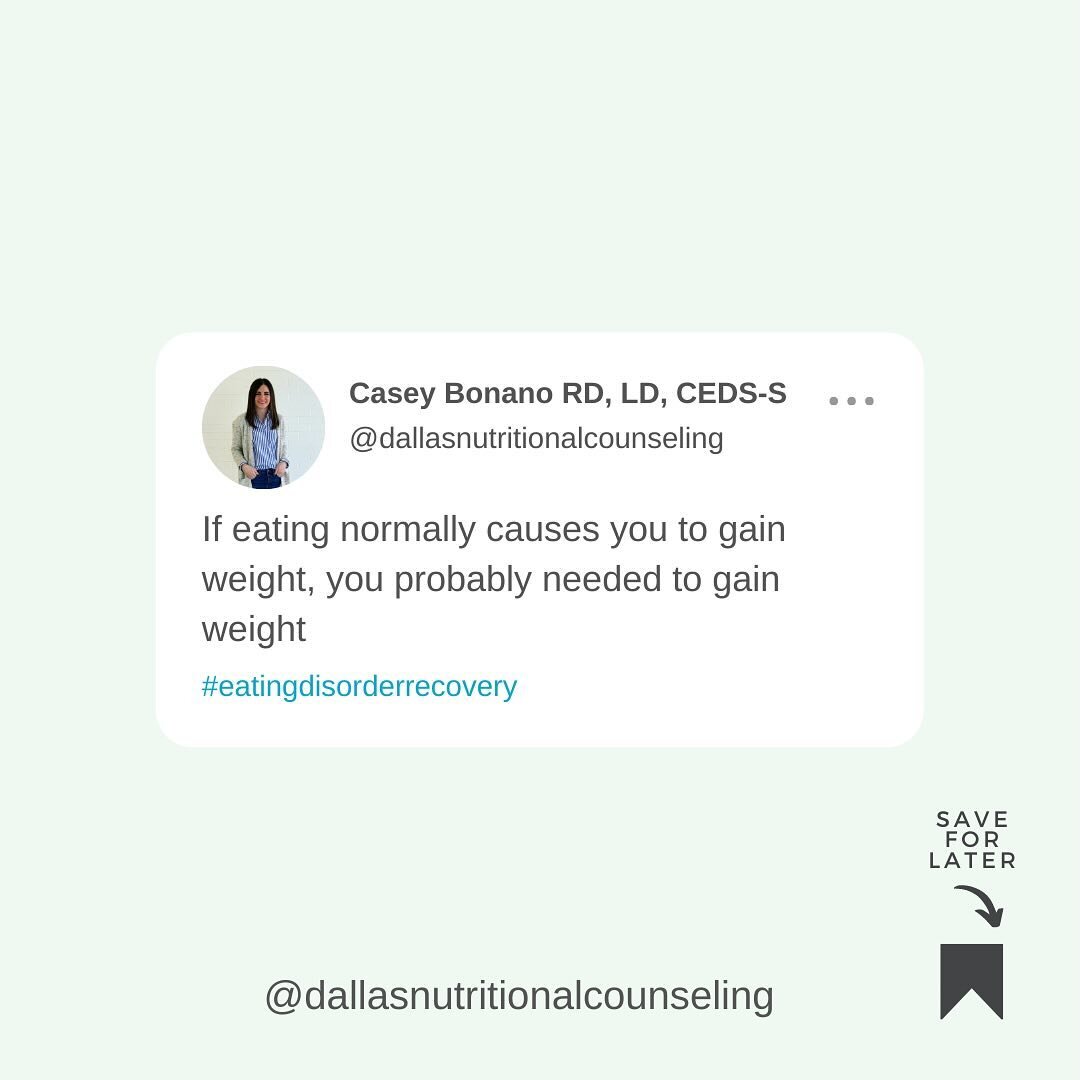 Swipe ➡️➡️➡️ for some thoughts about weight and weight gain in recovery

#eatingdisorderrecovery #eatingdisordersupport #eatingdisorderhelp #dallasnutritionalcounseling #edwarrior #edrecovery