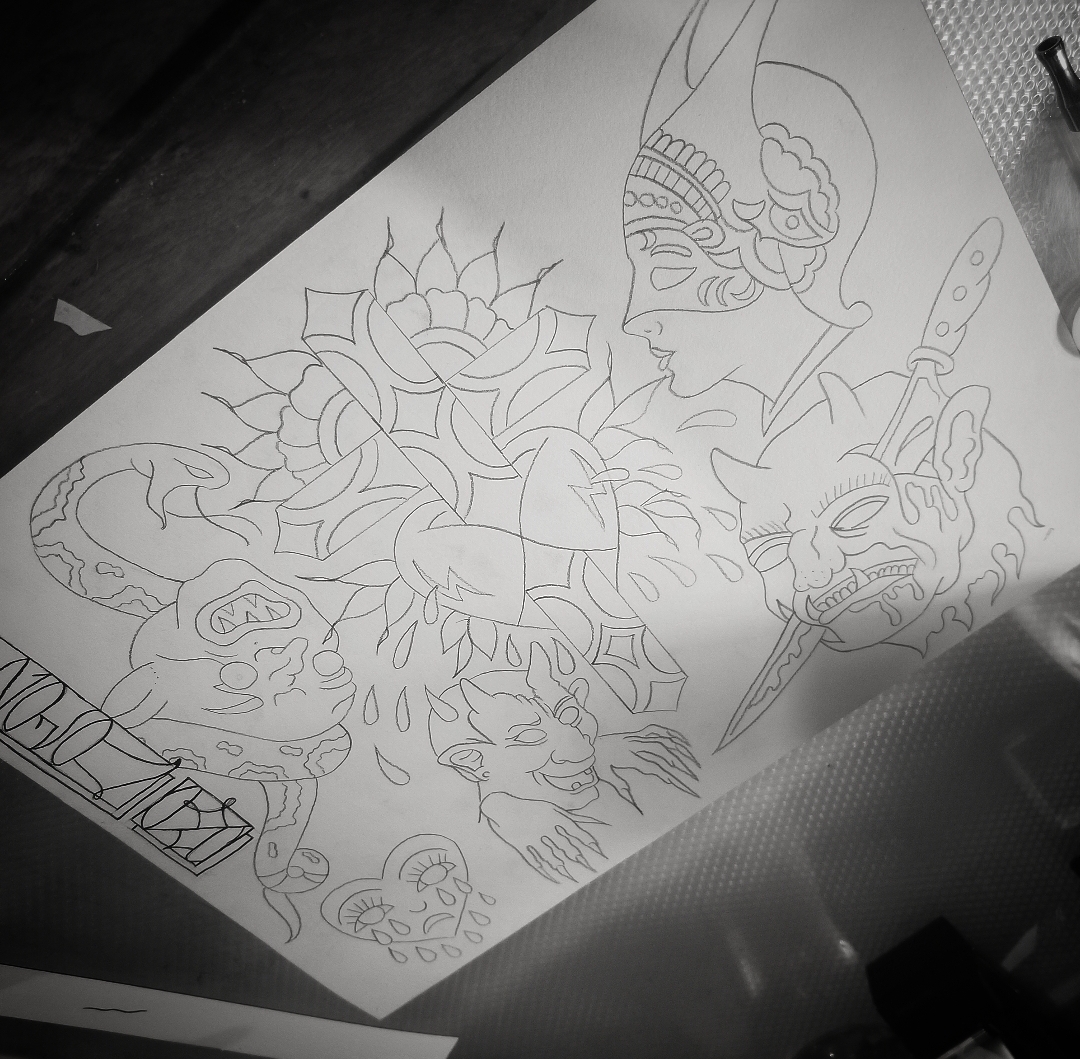 pencil lined and traced. Ready for inking. 