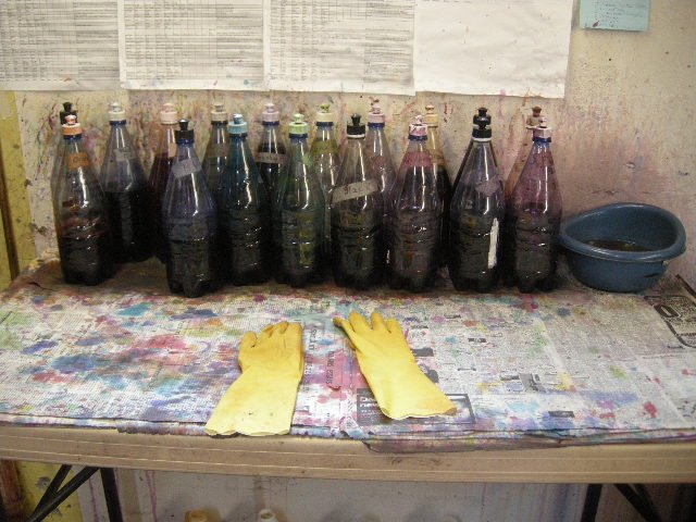 One of the dye stations in the secret Abstract Fiber colormaking lair