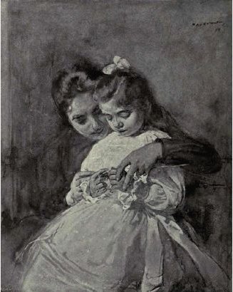 The Knitting Lesson, by Hendrik Johannes Haverman, Amsterdam, 1857-1928.