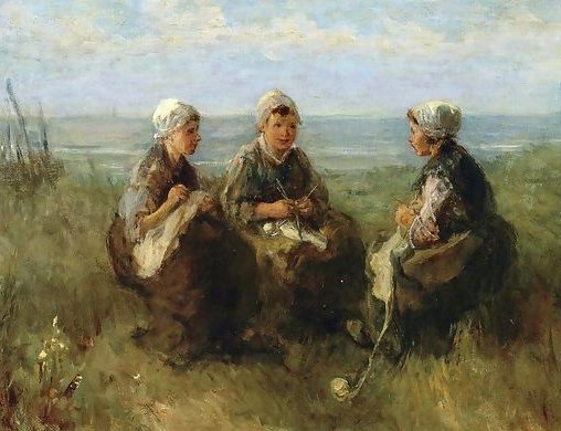 Three Women Knitting by the Sea, by Josef Israels, ca. 1900