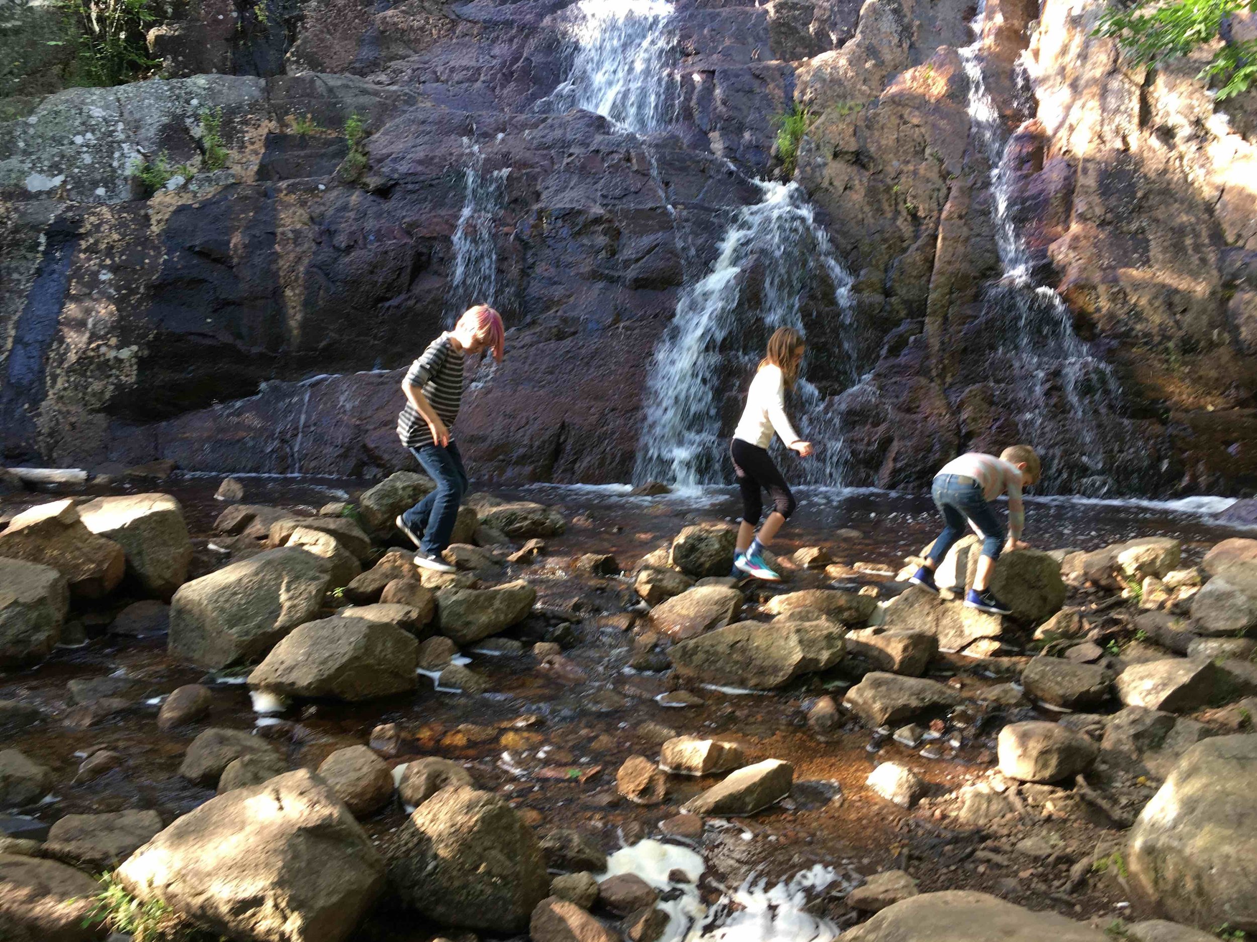 Waterfalls + Friends = not bored in nature
