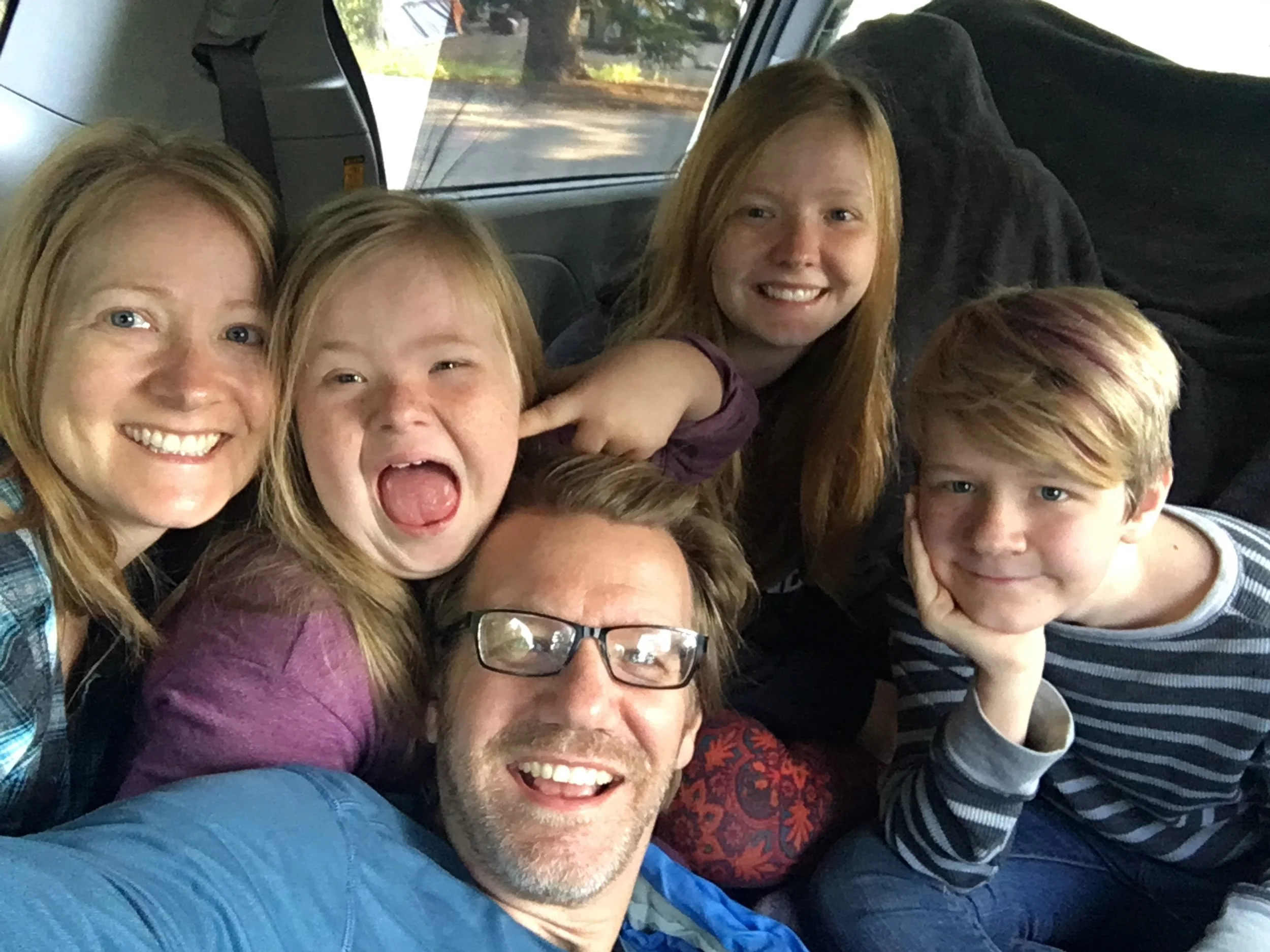 Snuggle fest in the van in Banff. &nbsp;Spending time wtih the people who matter most to me.