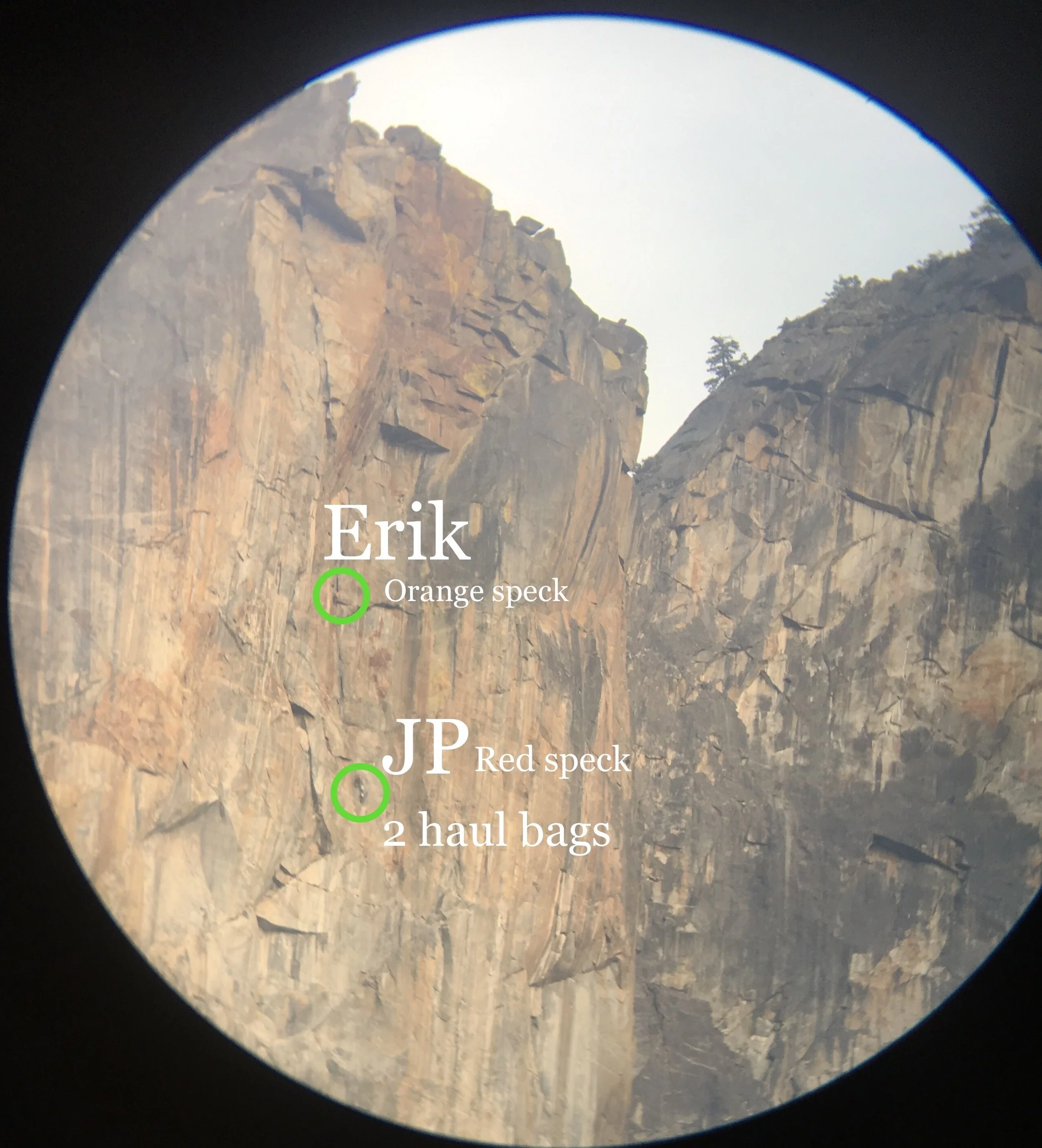 JP and I through the binoculars.