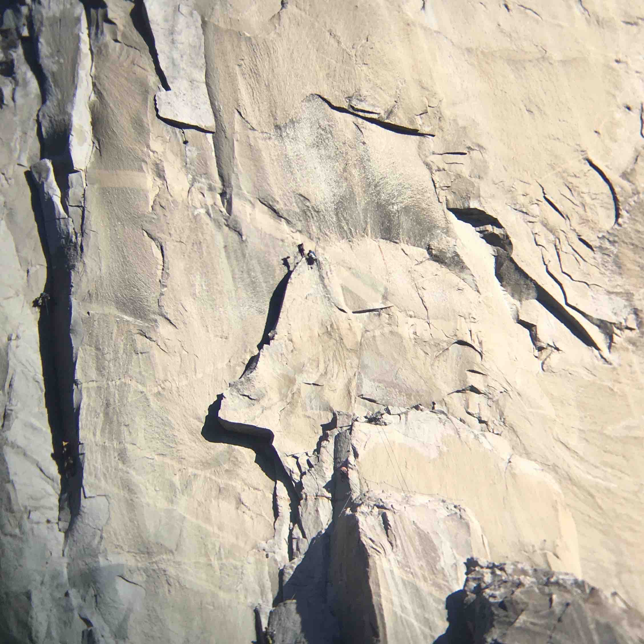  Josh and I on Texas Flake as seen through binoculars from the Valley floor. 