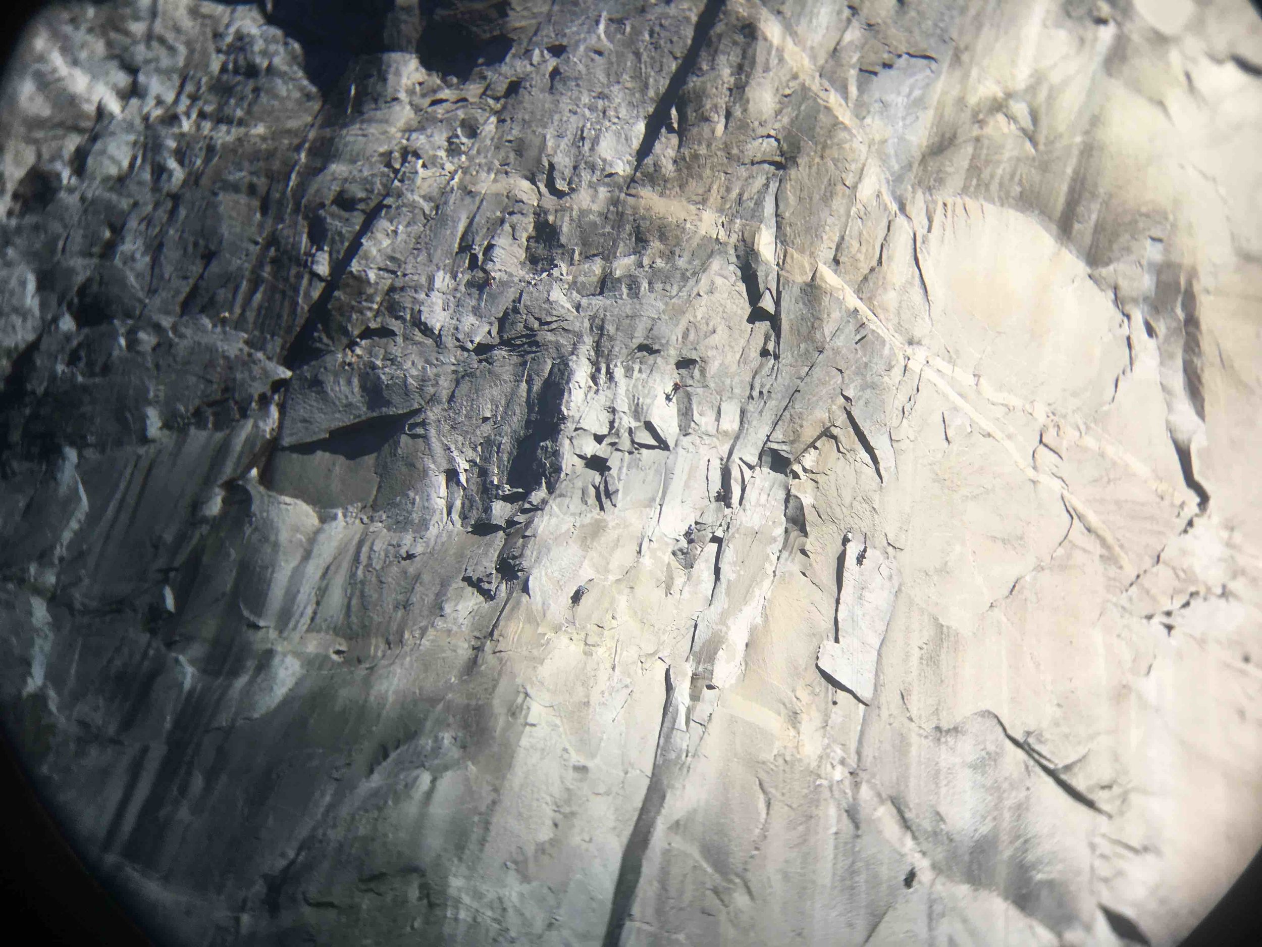 Josh on top of Boot Flake; me jugging up the line below.