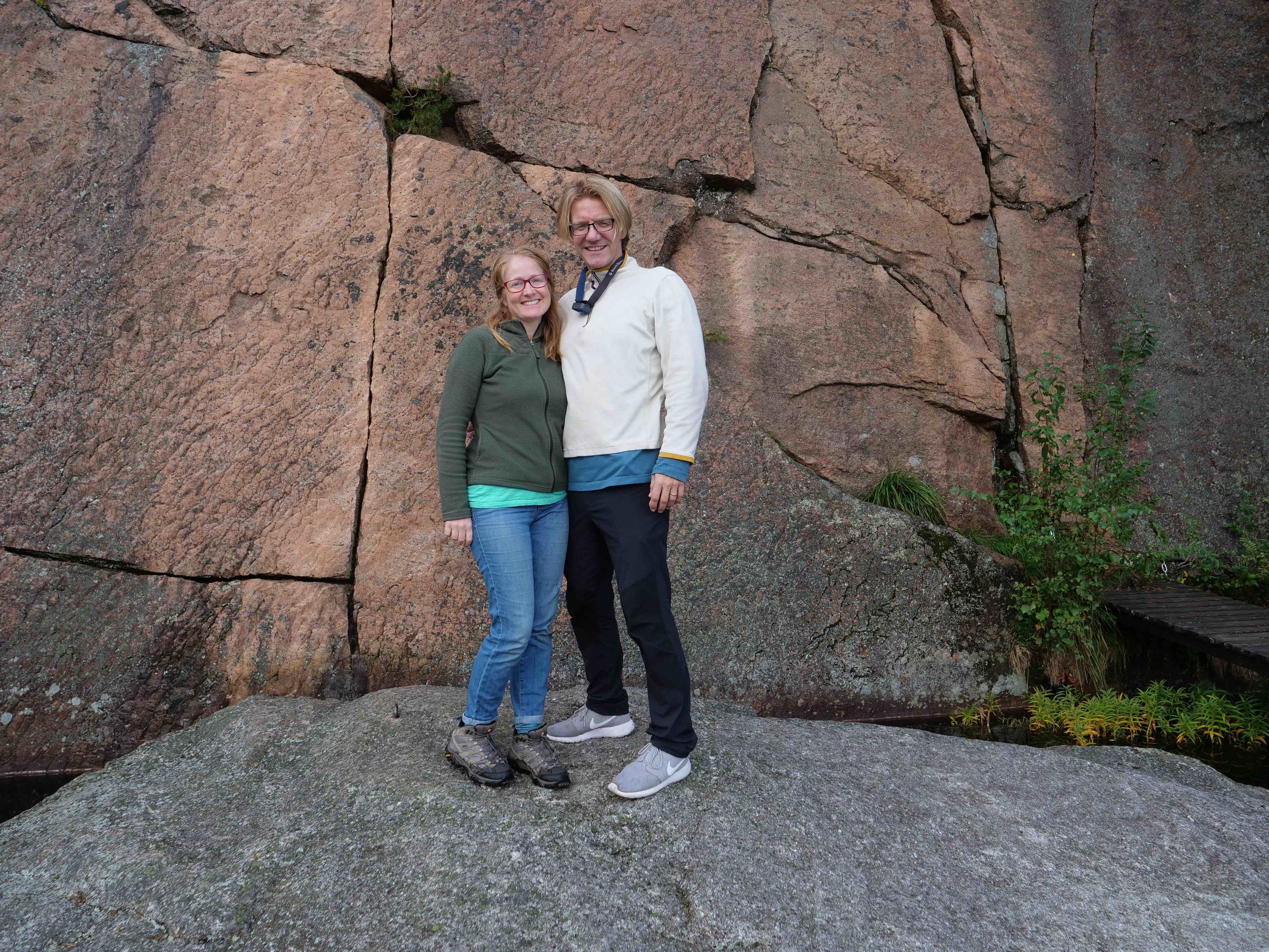  The rock was too wet to climb, so we posed for pictures instead. 