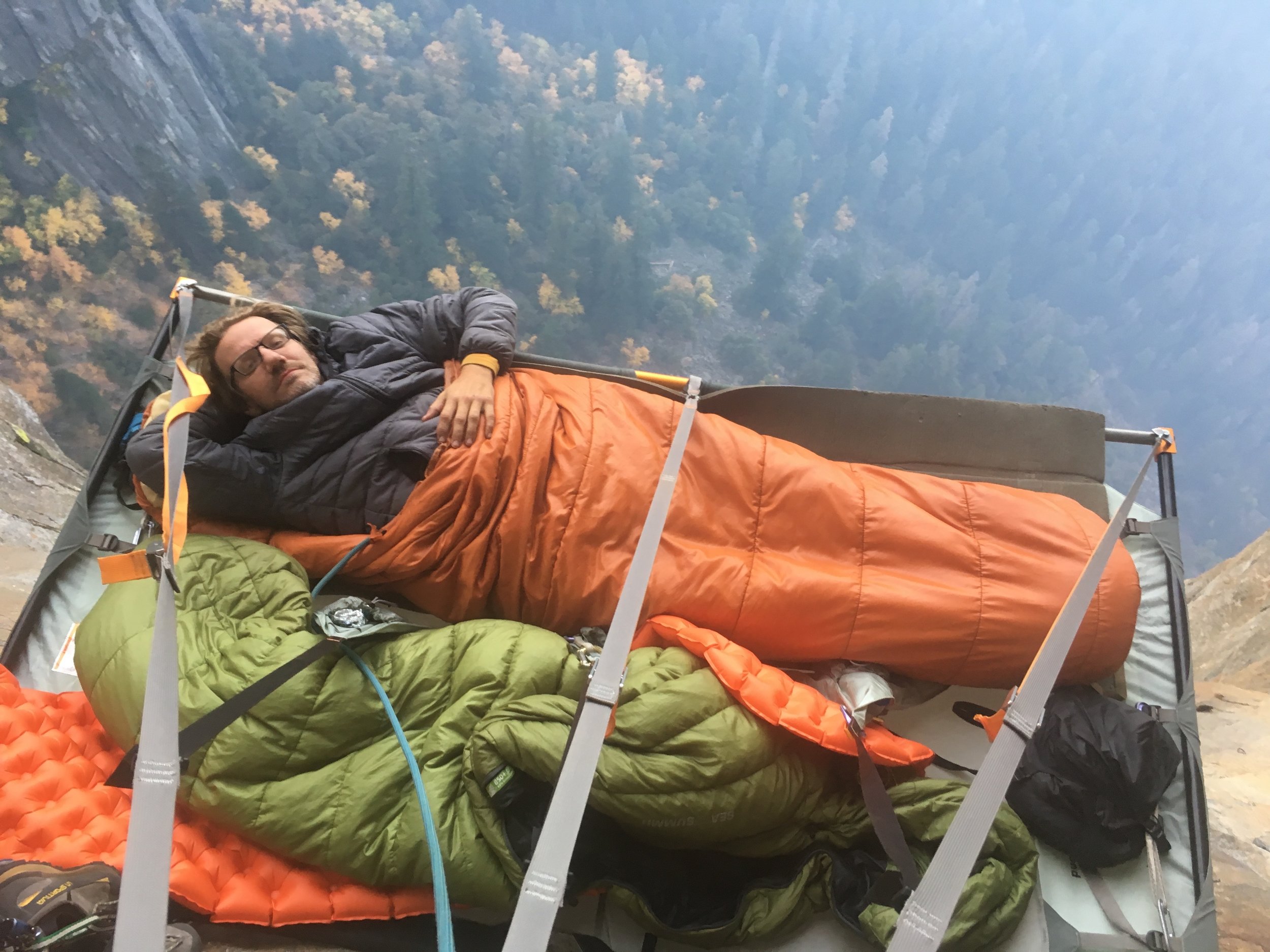before sleeping on the side of a cliff.