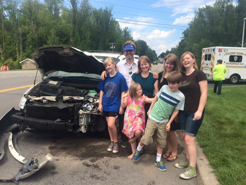 Family car crash summer 2015 - All that matters is that we’re together and we’re okay.