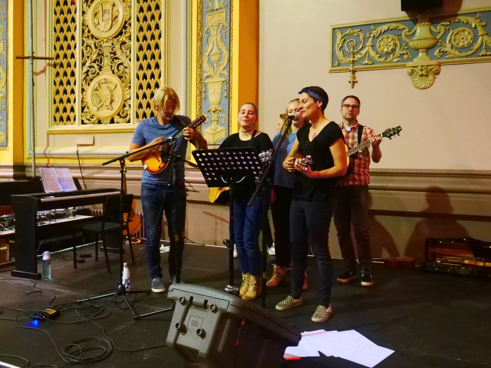 Playing at the fundraiser book sale event for the Regent Theatre in downtown Dunedin.