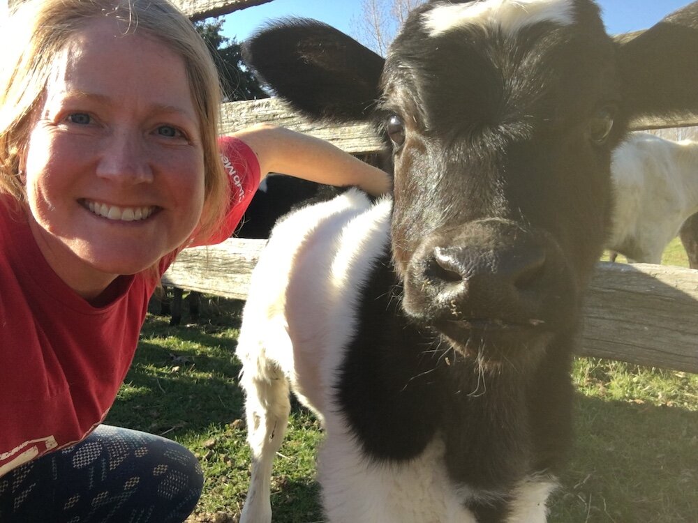 Selfie with Simba—the third calf born on our watch