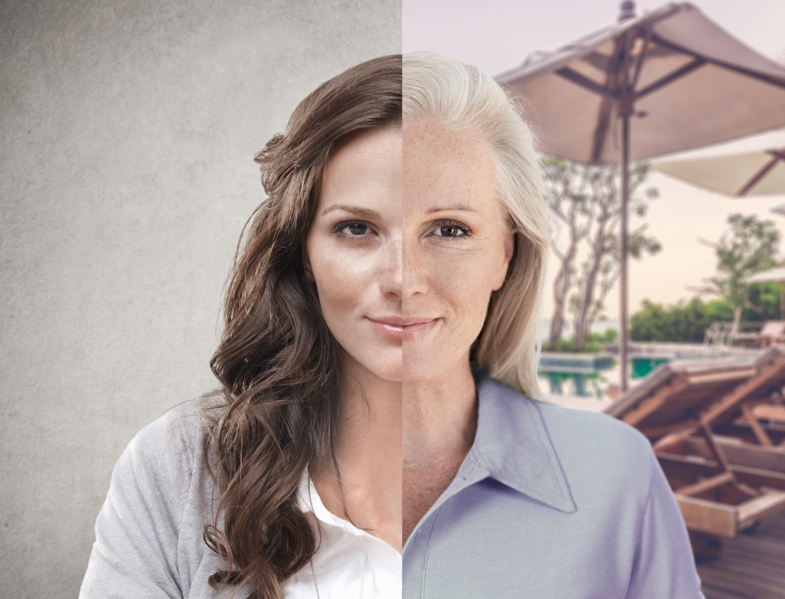 young woman / old woman retouching