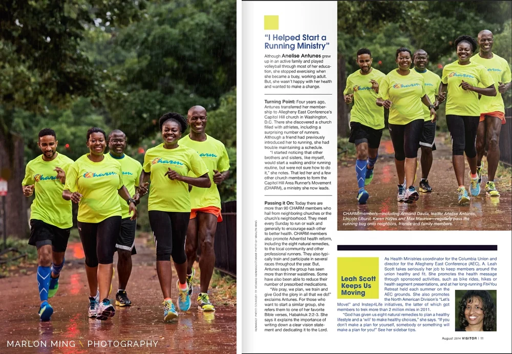 On the left is the final image delivered to Visitors Magazine and on the right is the published article . 