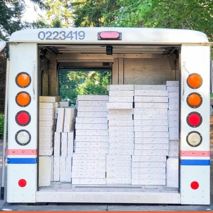 The USPS truck, carrying Craft + Boogie kits to subscribers across the US