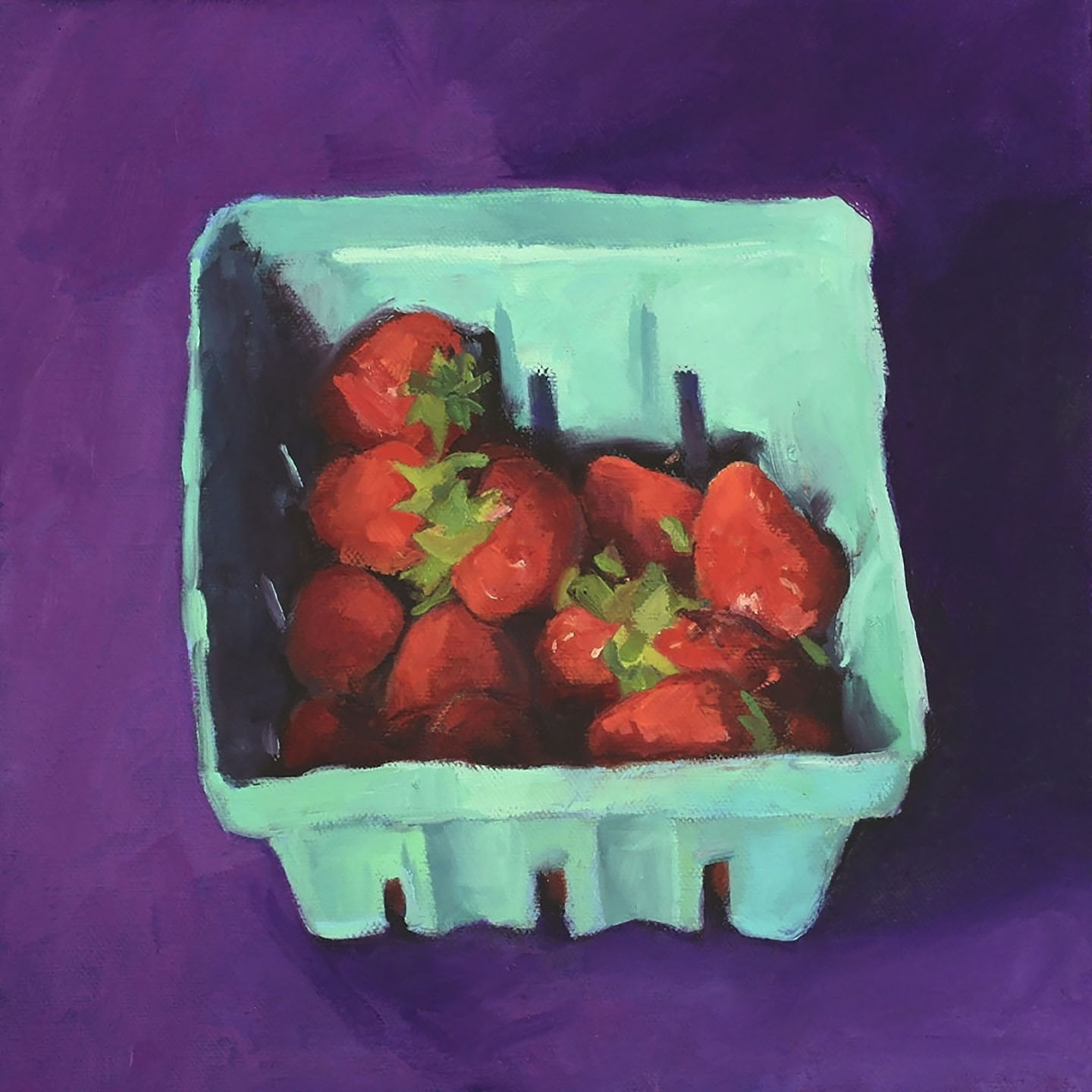 Strawberries on purple.