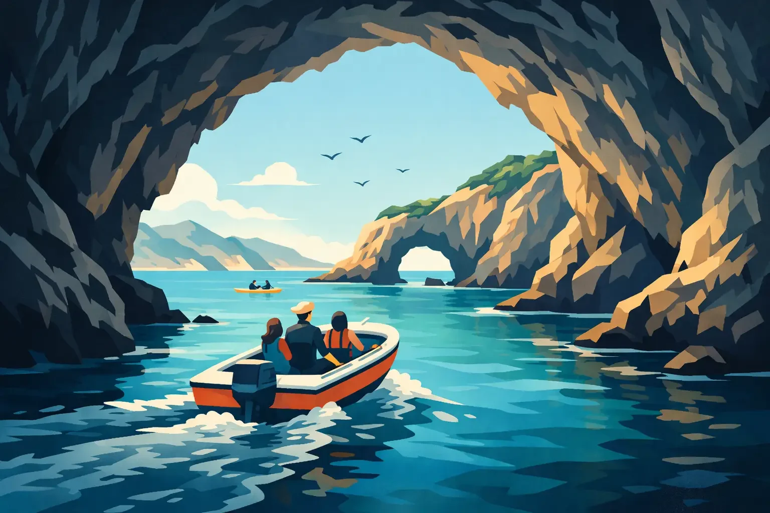 Sea Cave Boat Exploration on the Central Coast