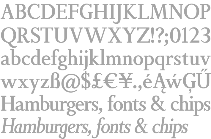 Non Solus, the first digital version of Eric Gill’s ‘Solus’ of 1929, is now offered in four weights, each with a free italic. The typeface is uncluttered and elegant, more modern and less fussy than Joanna, Gill’s other slab serif, and also possessing greater warmth. The Non Solus family brings a forgotten classic back to active service and you can read the story behind the revival in the K-Type Kernel .