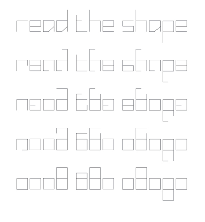 Blank (2006) - http://barryspencerdesign.com.au/blank/ The mechanics which define Blank's character proportion above and the Blank typeface's characters below.
