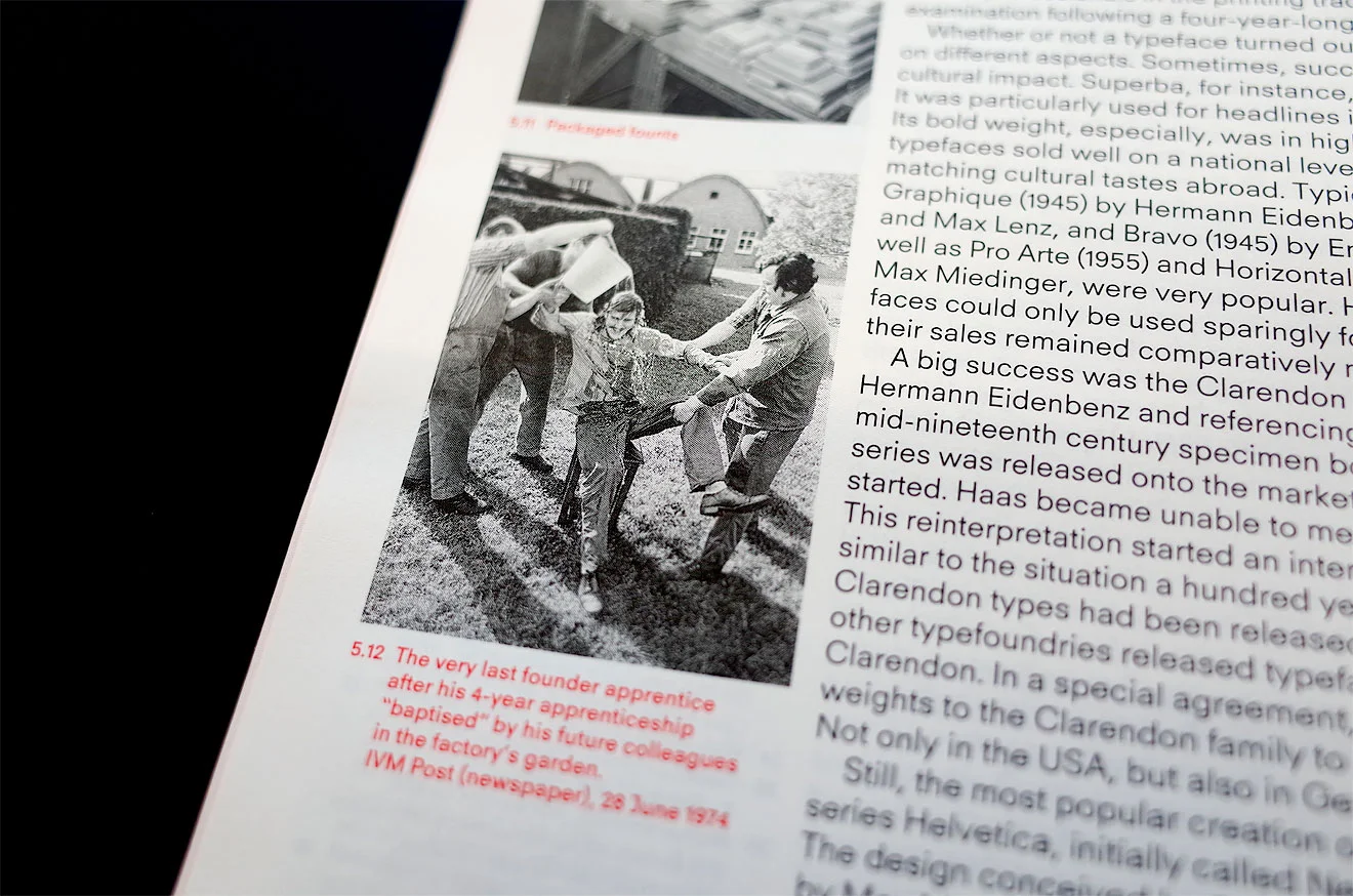 The Haas Typefoundry Ltd. article, detail with in-progress typeface