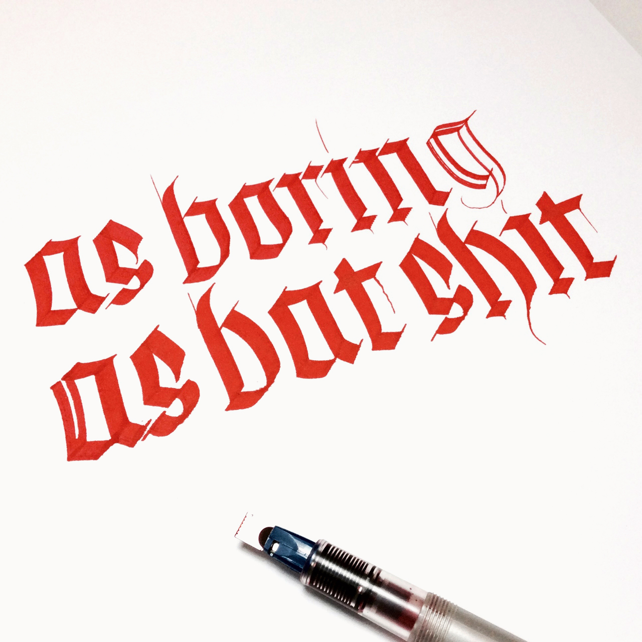 Post number #37: “As boring as bat shit” Fraktur calligraphy using a Pilot Parallel pen.