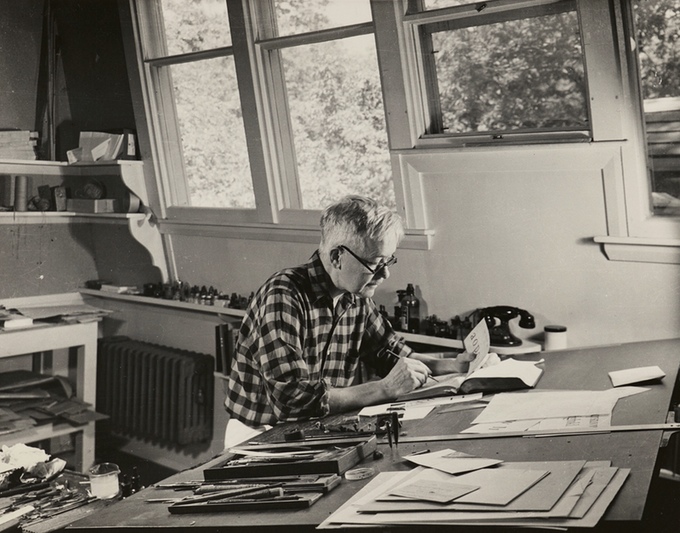 W. A. Dwiggins in his studio, 1940s