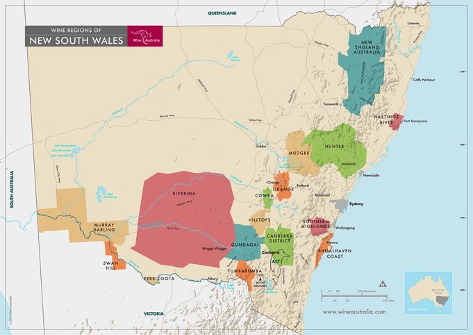 The wine regions of New South Wales. Map credit: Wine Australia