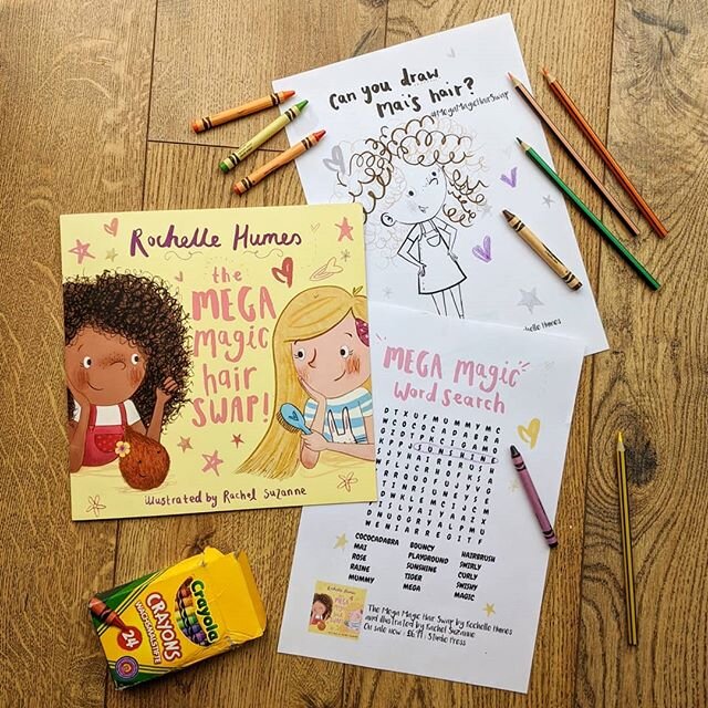 Mega Magic activity pages ✏️ You can download these activity pages featuring Mai and Rose on my website to keep your little ones entertained! 
I hope that they enjoy styling Mai's hair ✨ 
#megamagichairswap #picturebooks #themegamagichairswap #rochel