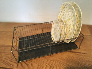 Vintage dish drying rack / metal counter top dish rack / French