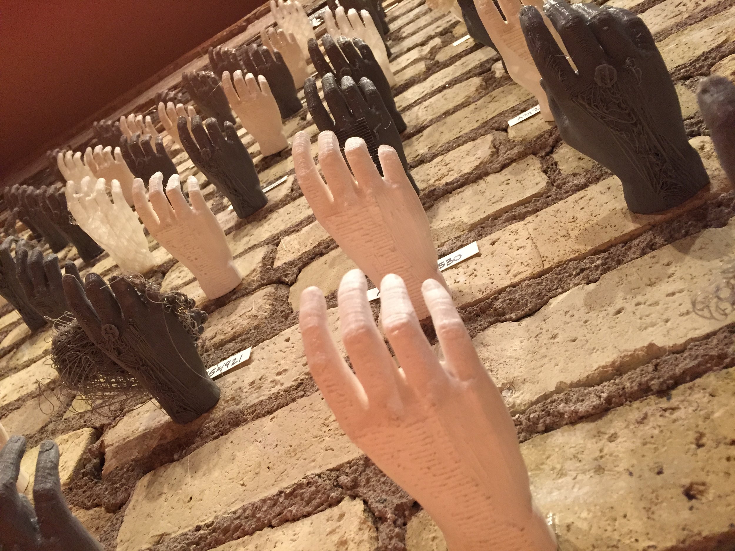  It is impossible not to relate the form of these 3D printed hands to that of our own, to project the slices and mutations of these hands onto ours.These differences were created either by a direct human interference or the serendipitous mistakes of 