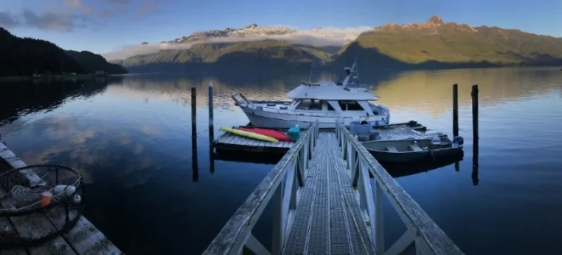 John and Jan's home on the water - the Phalarope - on a rare sunny day in Southeast Alaska.