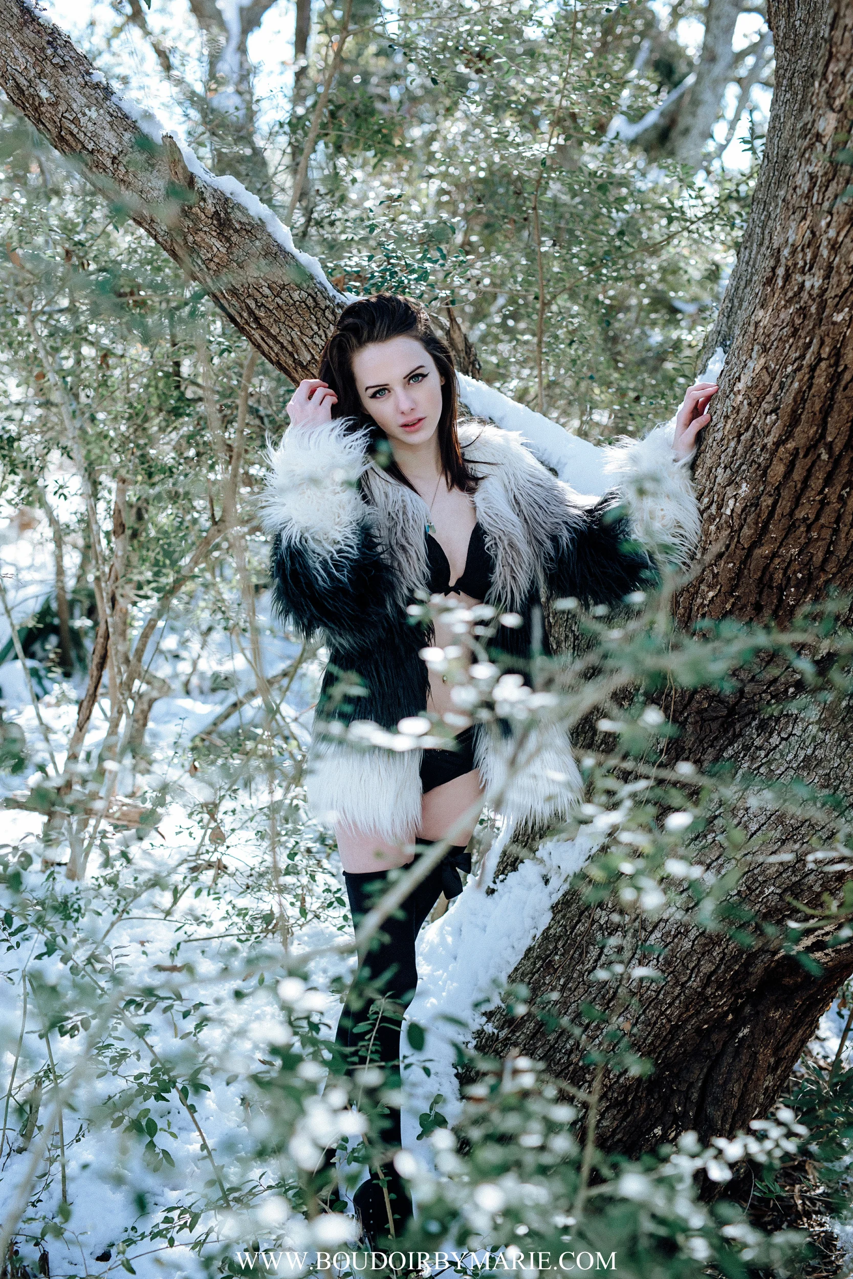 South Carolina snowstorm high fashion boudoir photo