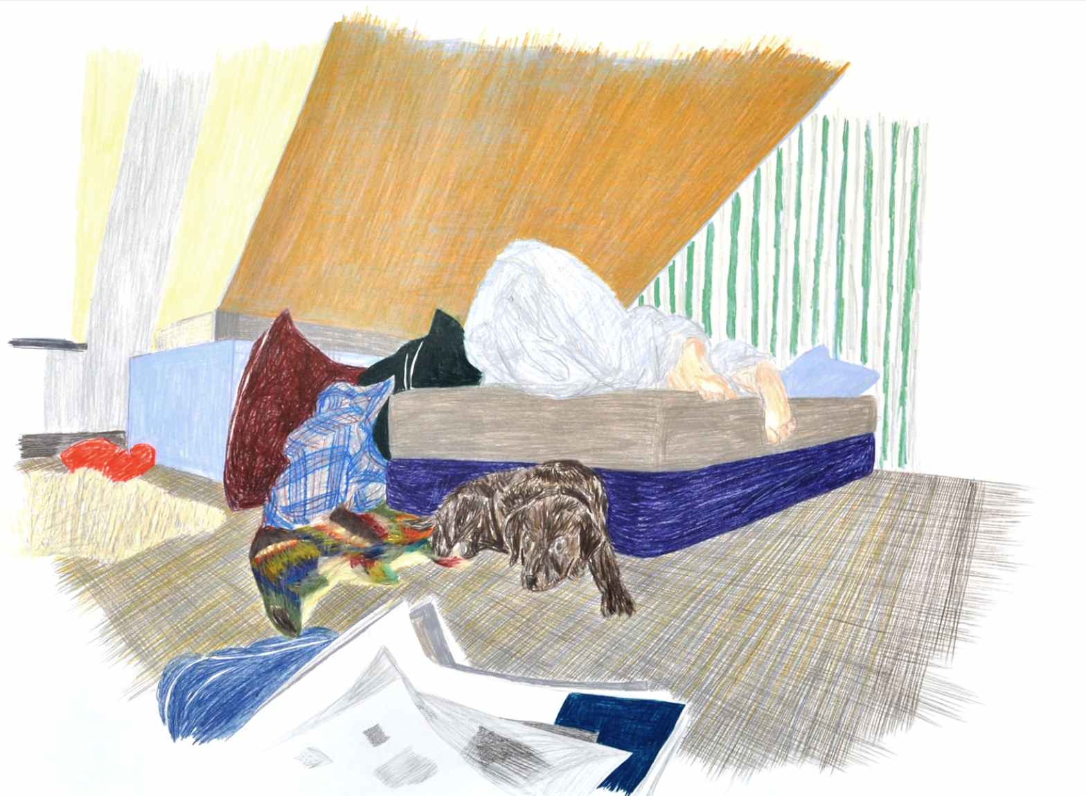 Sleeping , 2012 crayons on paper 105 x 75 cm
