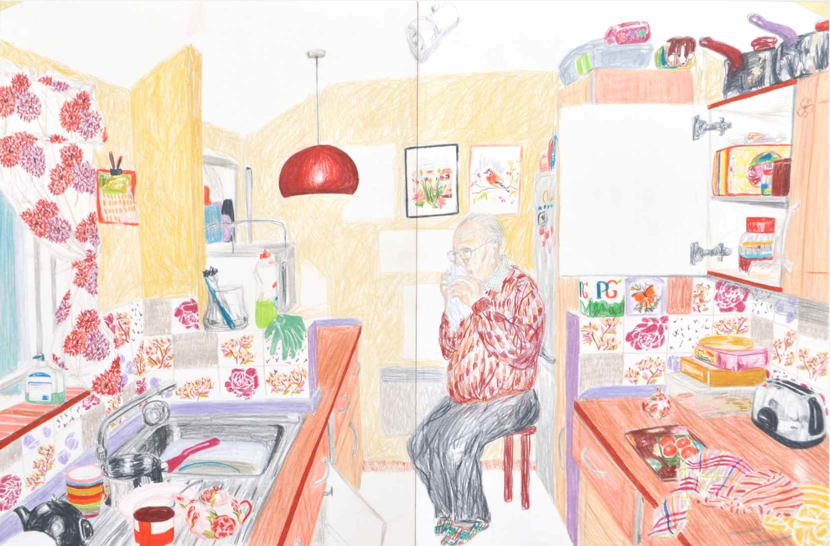 Beach Cottage , 2009 crayons on paper 92 x 61 cm