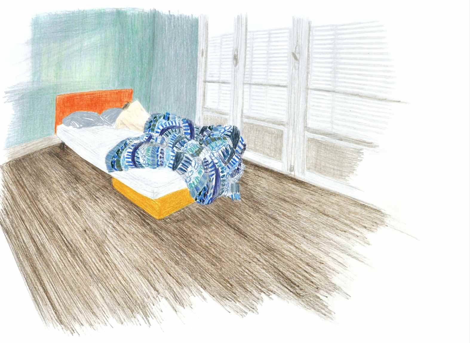 Sleeping , 2012 crayons on paper 105 x 75 cm