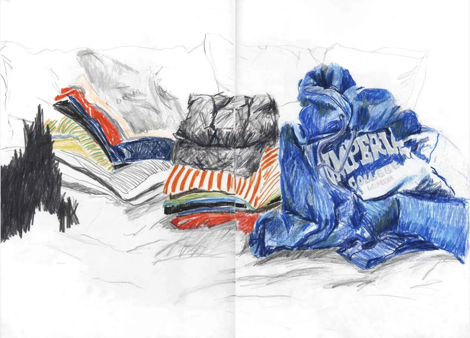 Alex's clothes , 2010 crayons on paper, sketchbook 59,4 x 42 cm