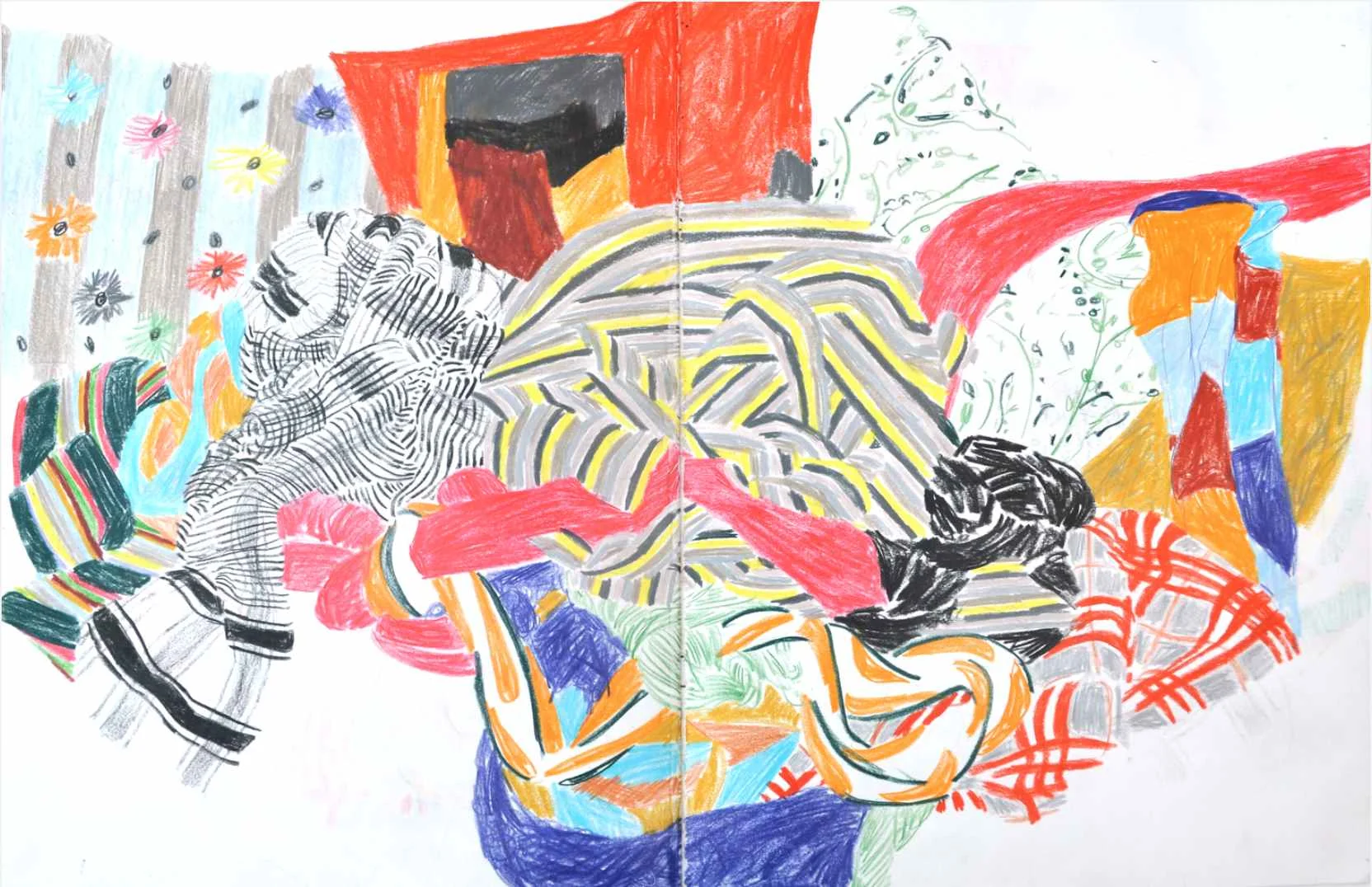 Pile of clothes , 2009 crayons on paper, sketchbook 59,4 x 42 cm