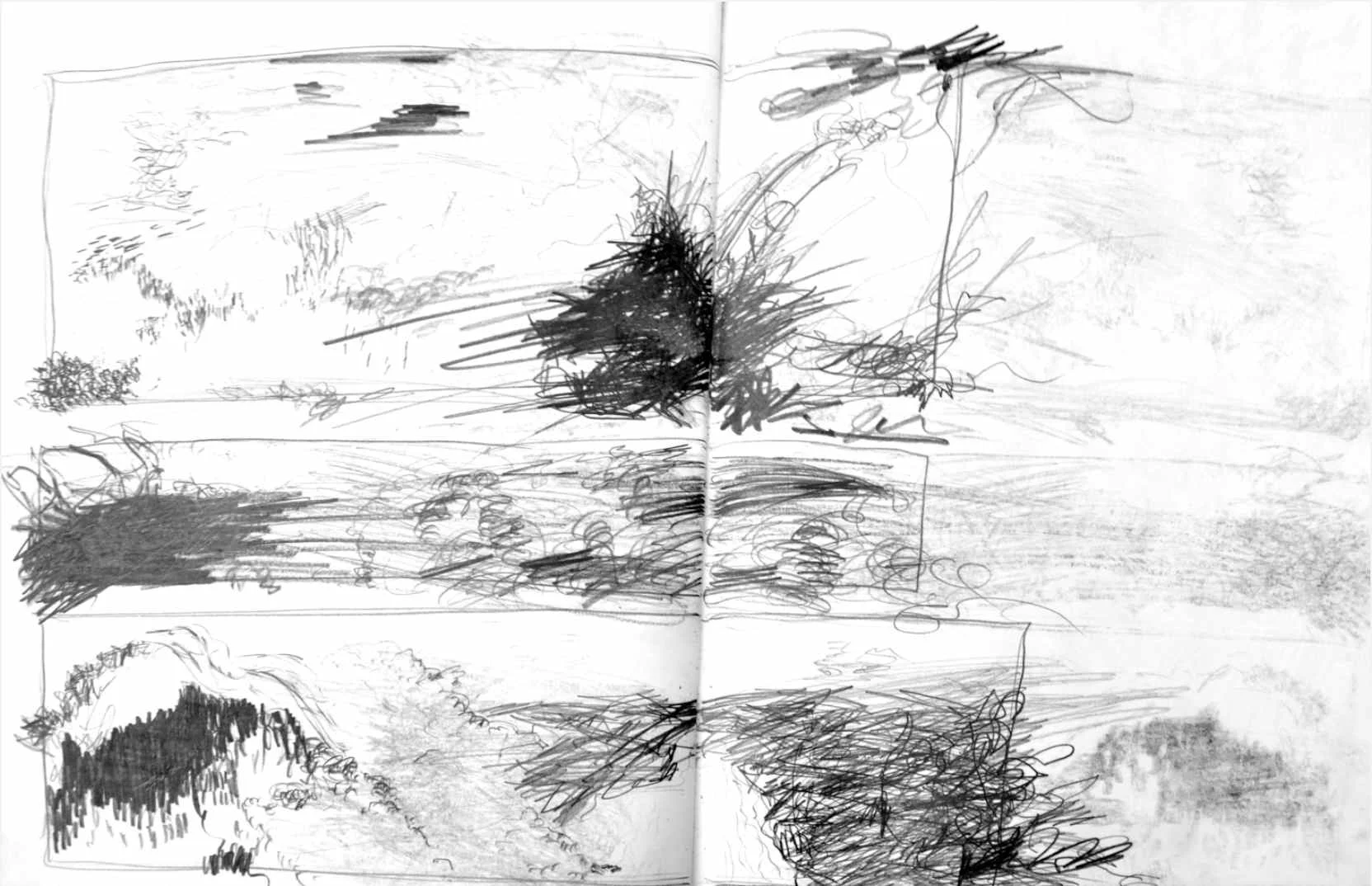 Abstract landscapes , 2009 graphite on paper, sketchbook 59,4 x 42 cm