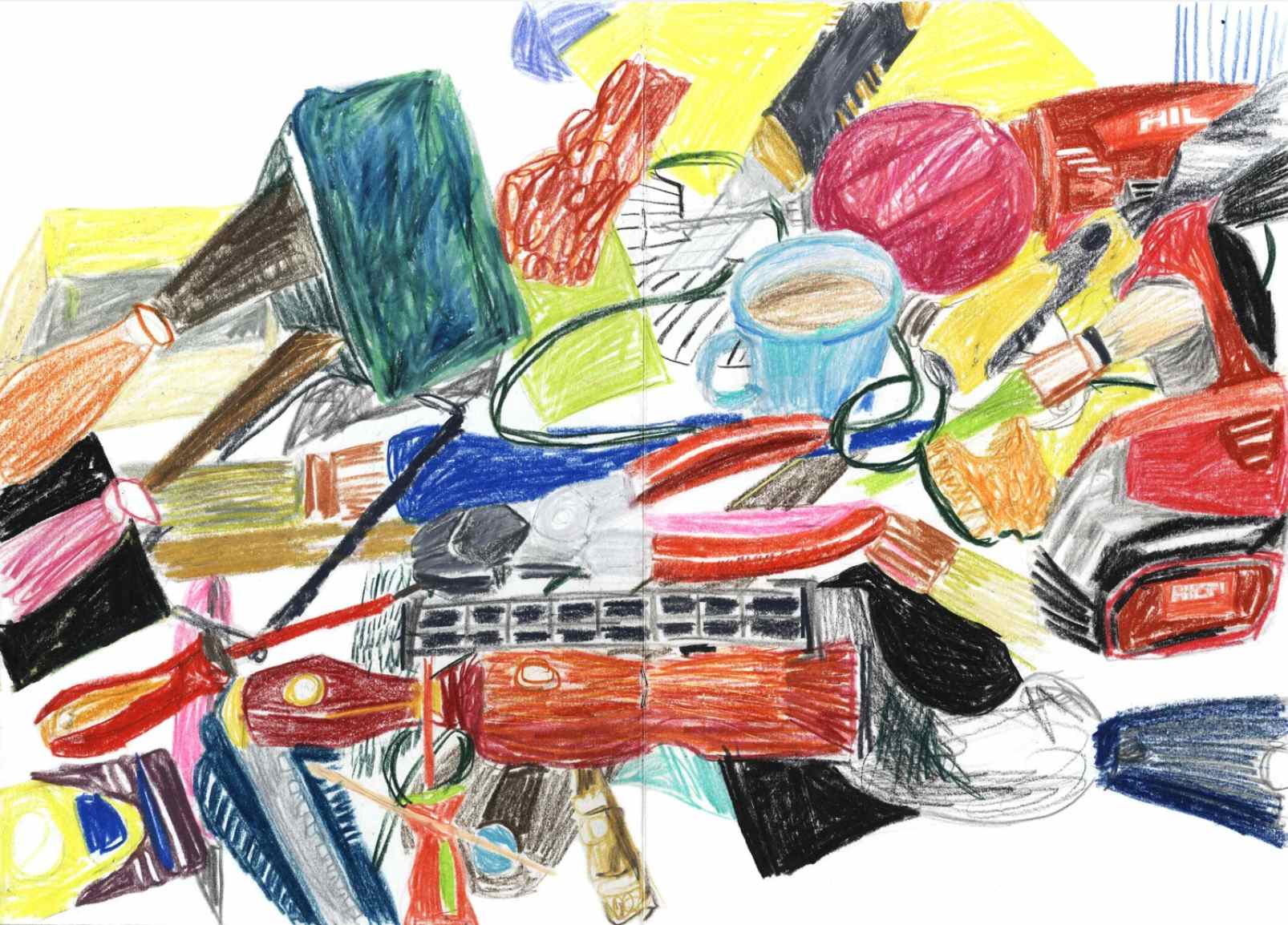   Tools ,&nbsp;2010 crayons on paper,&nbsp;sketchbook 29,7 x 42 cm    