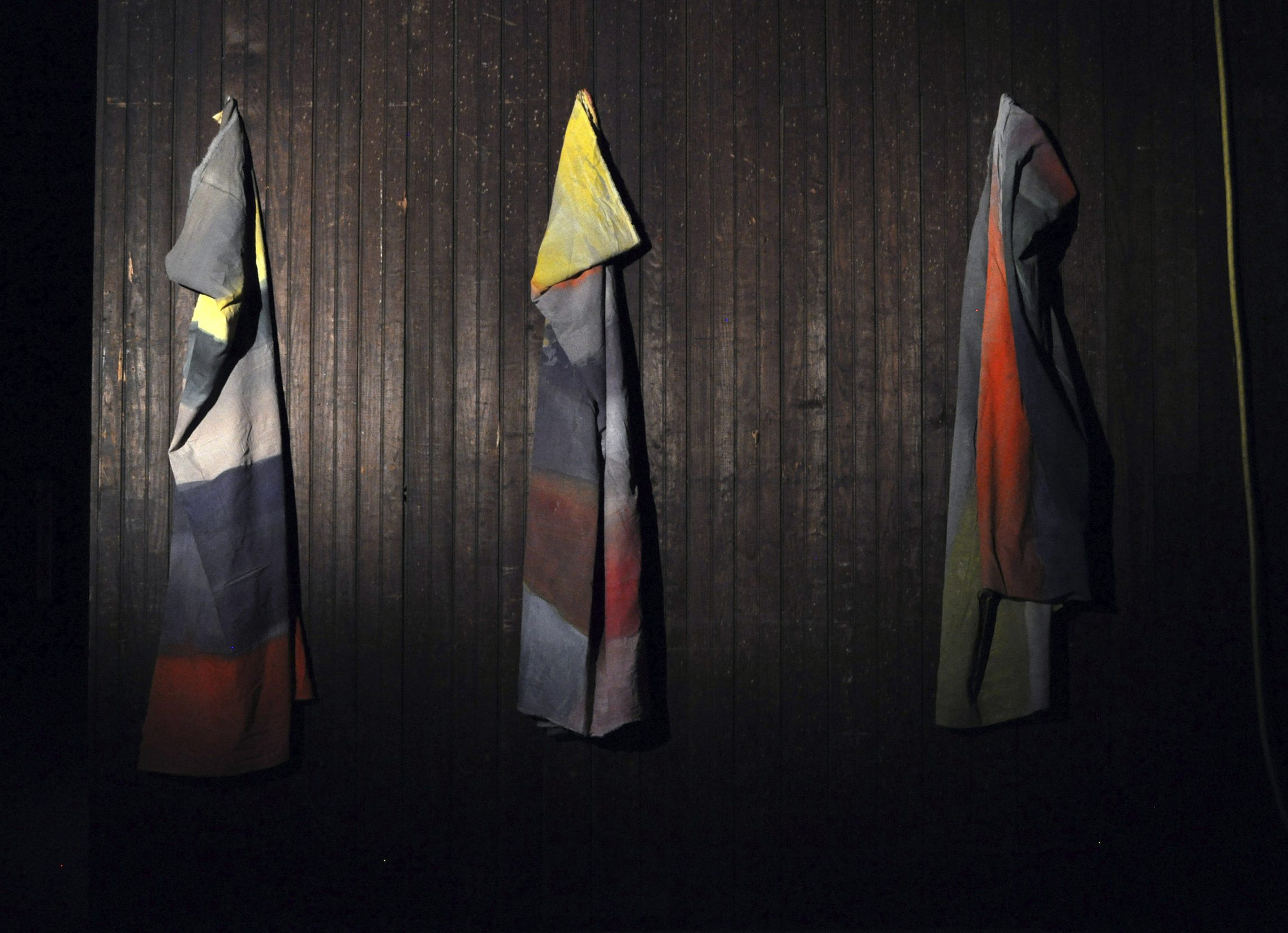   Abstract bodies , four painted fabrics,&nbsp;150 x 200 cm each,&nbsp;2012 