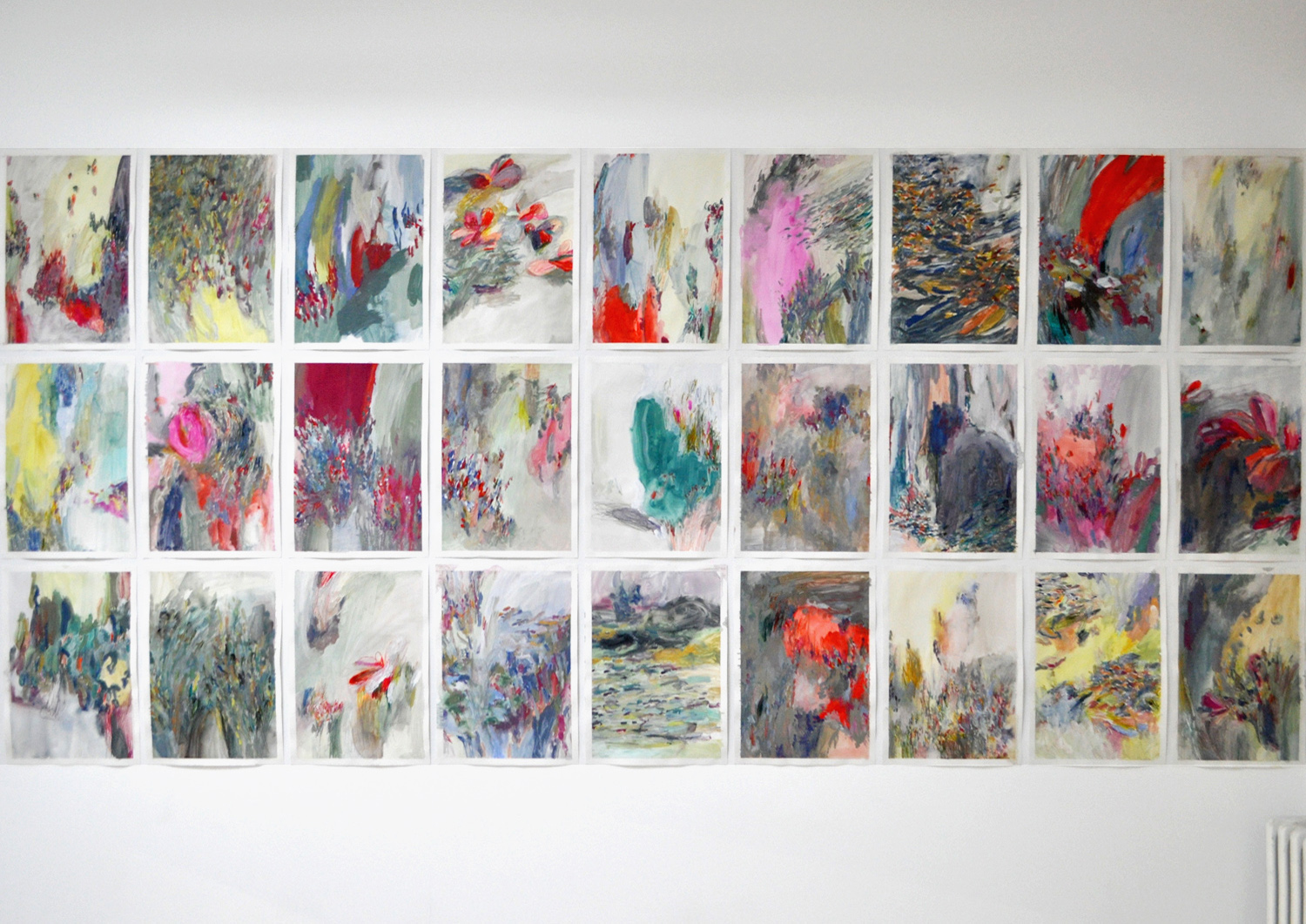   Memories (red) , 2013 series of 39 paintings on paper 42 x 59,4 cm each 