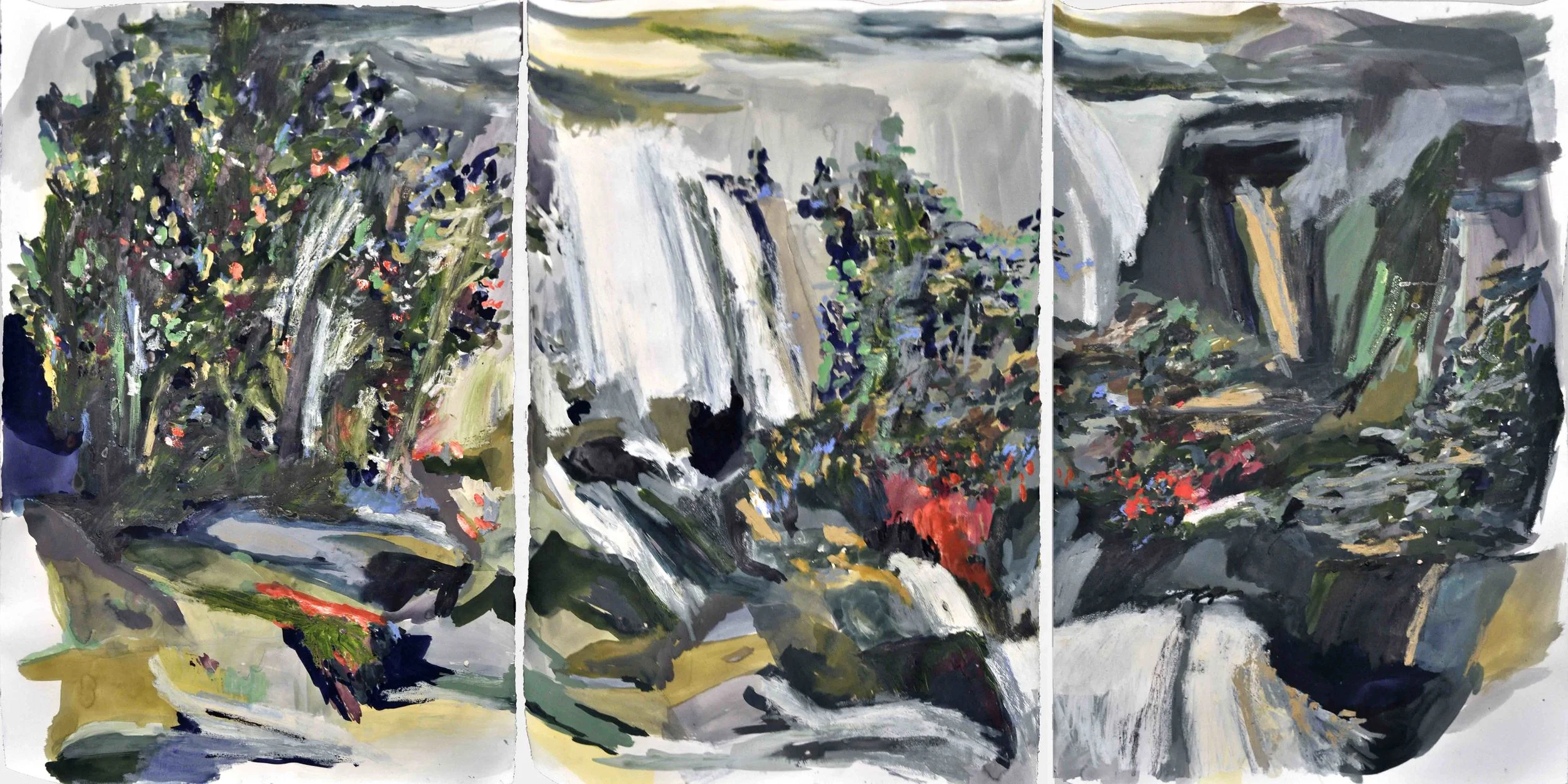 Piwyac (after Carleton Watkins) , 2014 gouache and oil on paper 201 x 101 cm