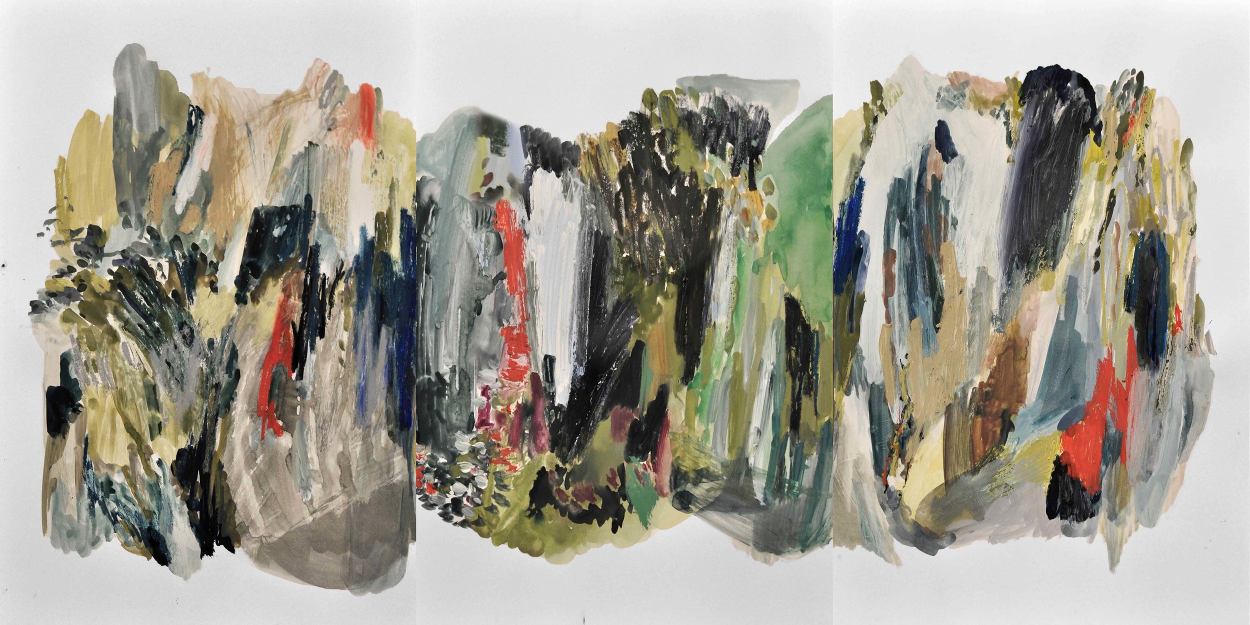   Puddle II , 2014 gouache and oil pastel on paper 144 x 60,5 cm 