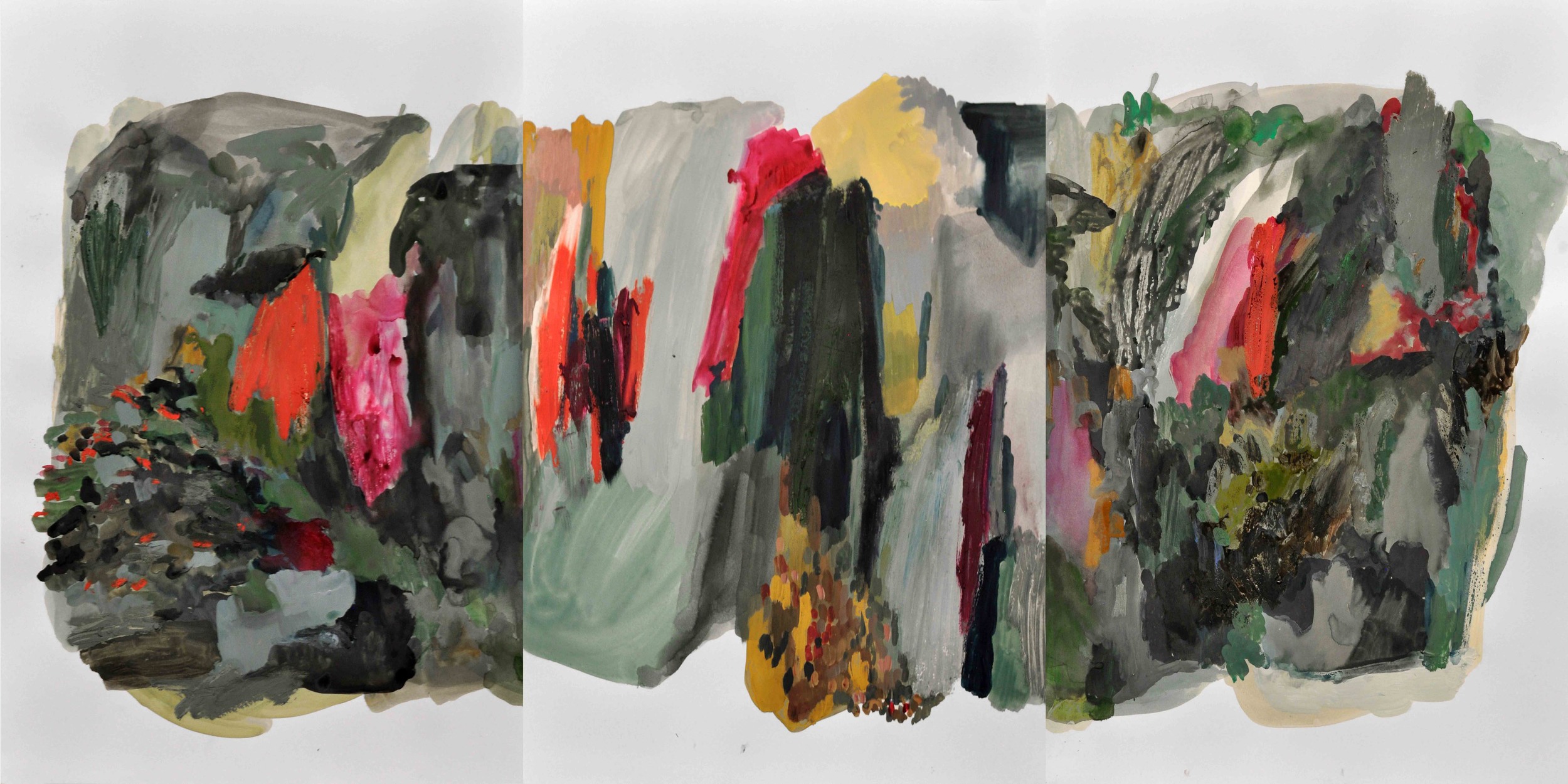   Puddle IV , 2014 gouache and oil pastel on paper 144 x 60,5 cm   private collection  