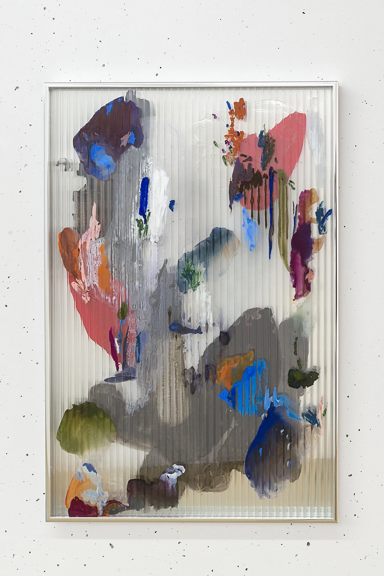 Chaos 2 , 2017 gouache, ink, acrylic, oil, mastic on polycarbonate, mirror, aluminium frame 67 x 44,5 x 2,5 cm photo © Romain Darnaud