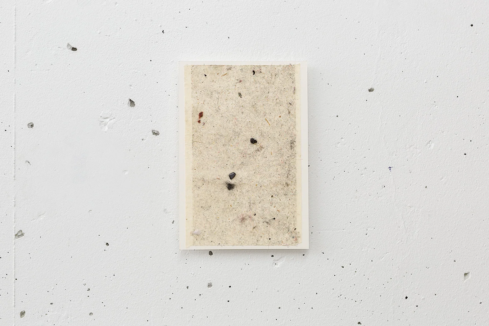 Dust Painting , 2017 dust, hairs, graphite on adhesive, mounted on paper 16 x 11 cm Installation view, Room without a view , Arnaud Deschin Galerie, Paris, 2017