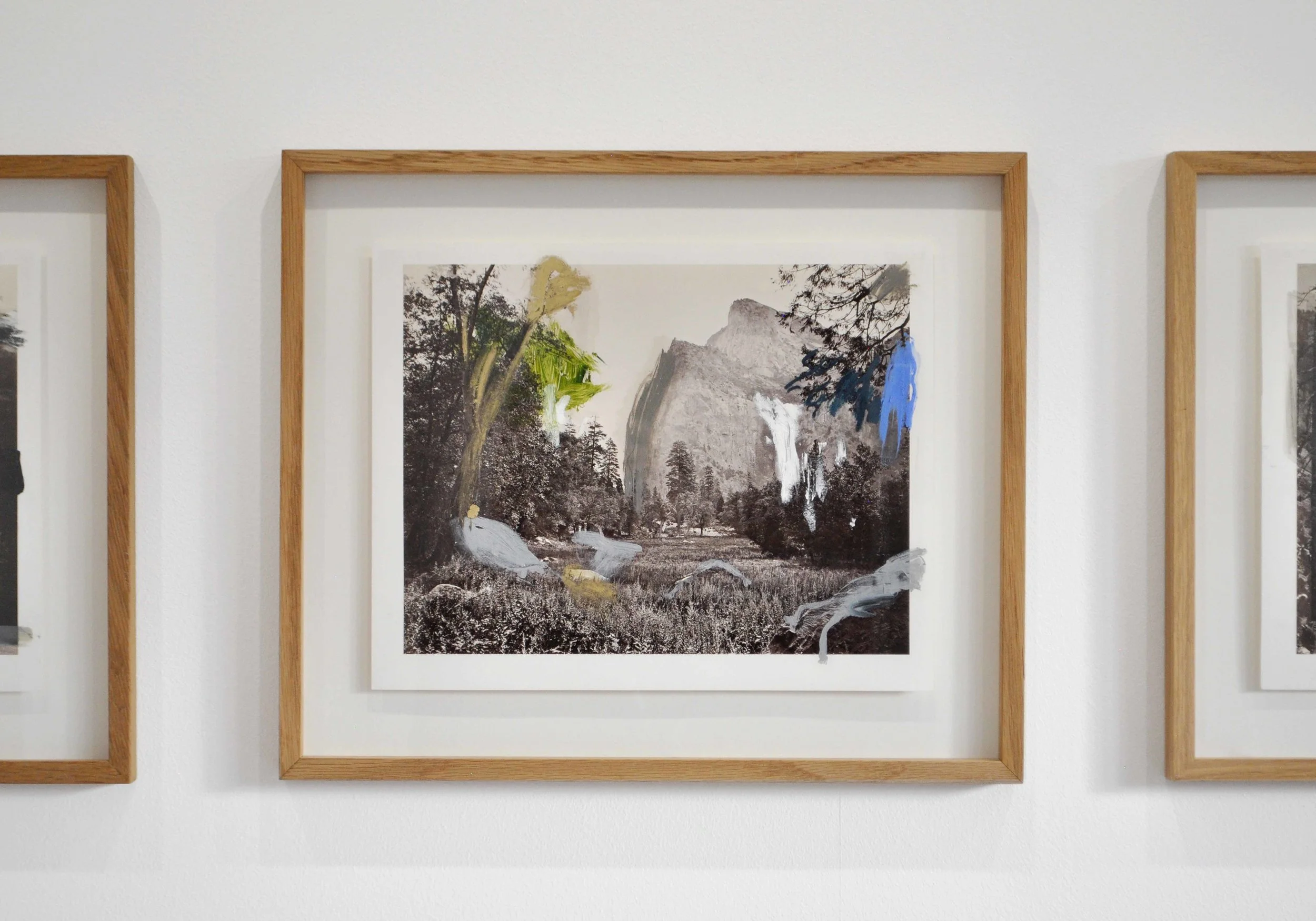 Golden Watkins , 2016 After Carleton Watkins oil on print 28 x 35 cm / oak wooden frame : 39 x 46 x 2,5 cm installation view, Nuits Américaines , Maison de Chateaubriand, Châtenay-Malabry, 2017-2018